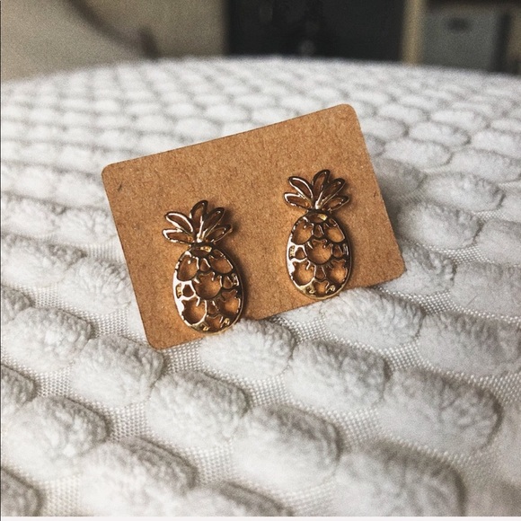 LAST SET SALE Gold Whimsical Pineapple Earrings - Picture 3 of 4